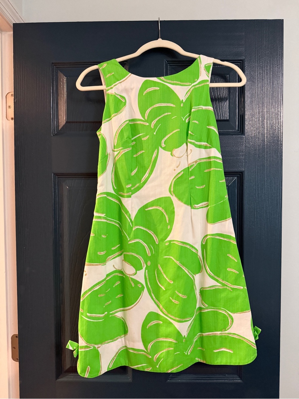 Lilly Pulitzer Shift Dress Size 0 Green Gold Pink Zip Tropical